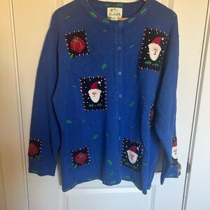 Quacker Factory Blue Santa & Presents Christmas Sweater – Size 1X